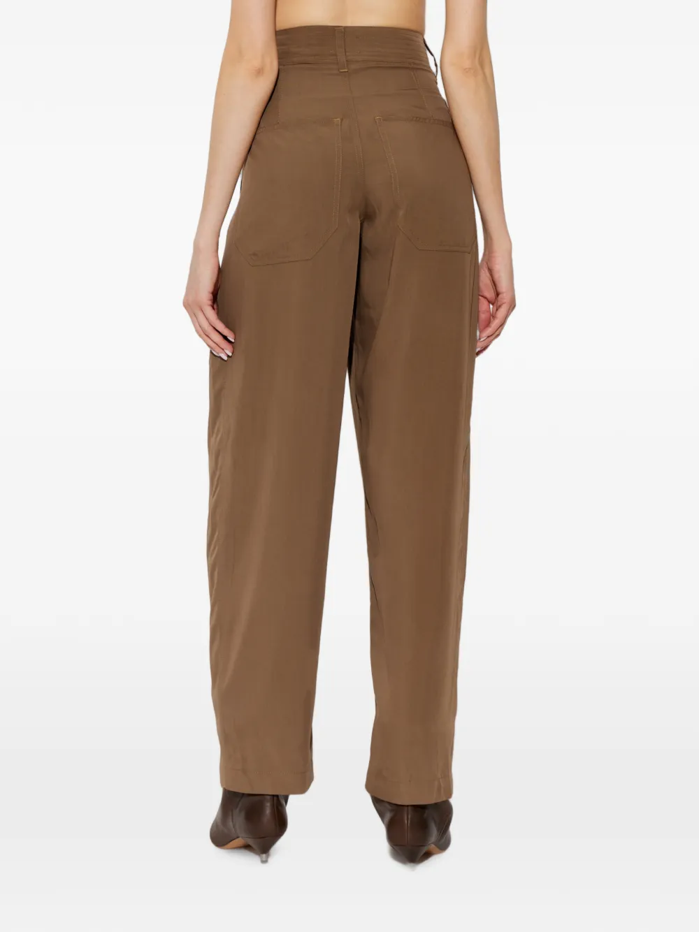 ISABEL MARANT Inaya straight broek met trekkoordtaille Bruin
