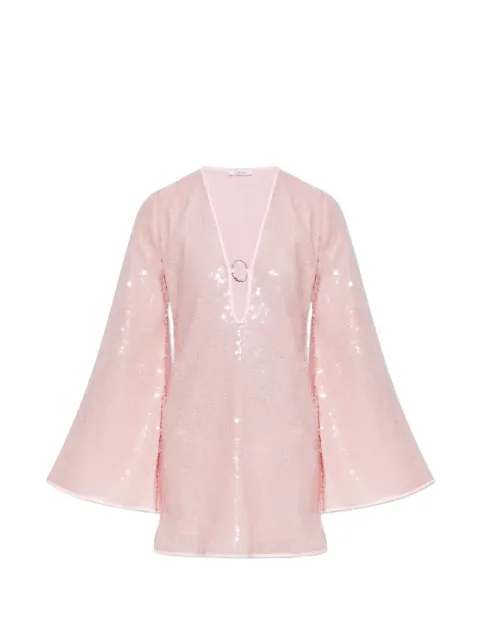 Oséree O Gem sequin-embellished bell-sleeves mini dress