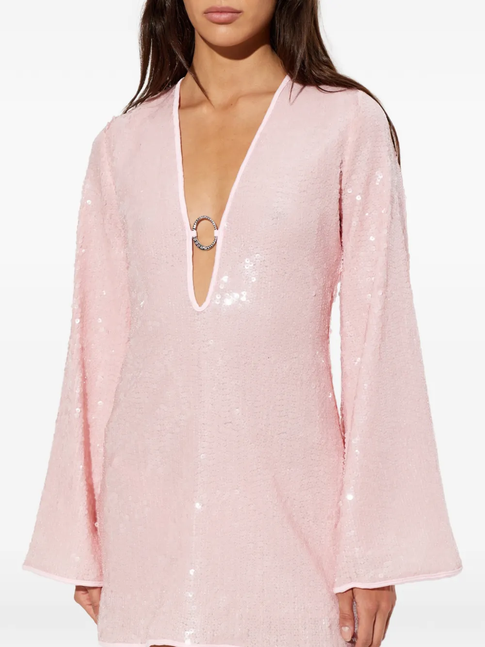 Oséree O Gem mini-jurk verfraaid met pailletten en klokmouwen Roze