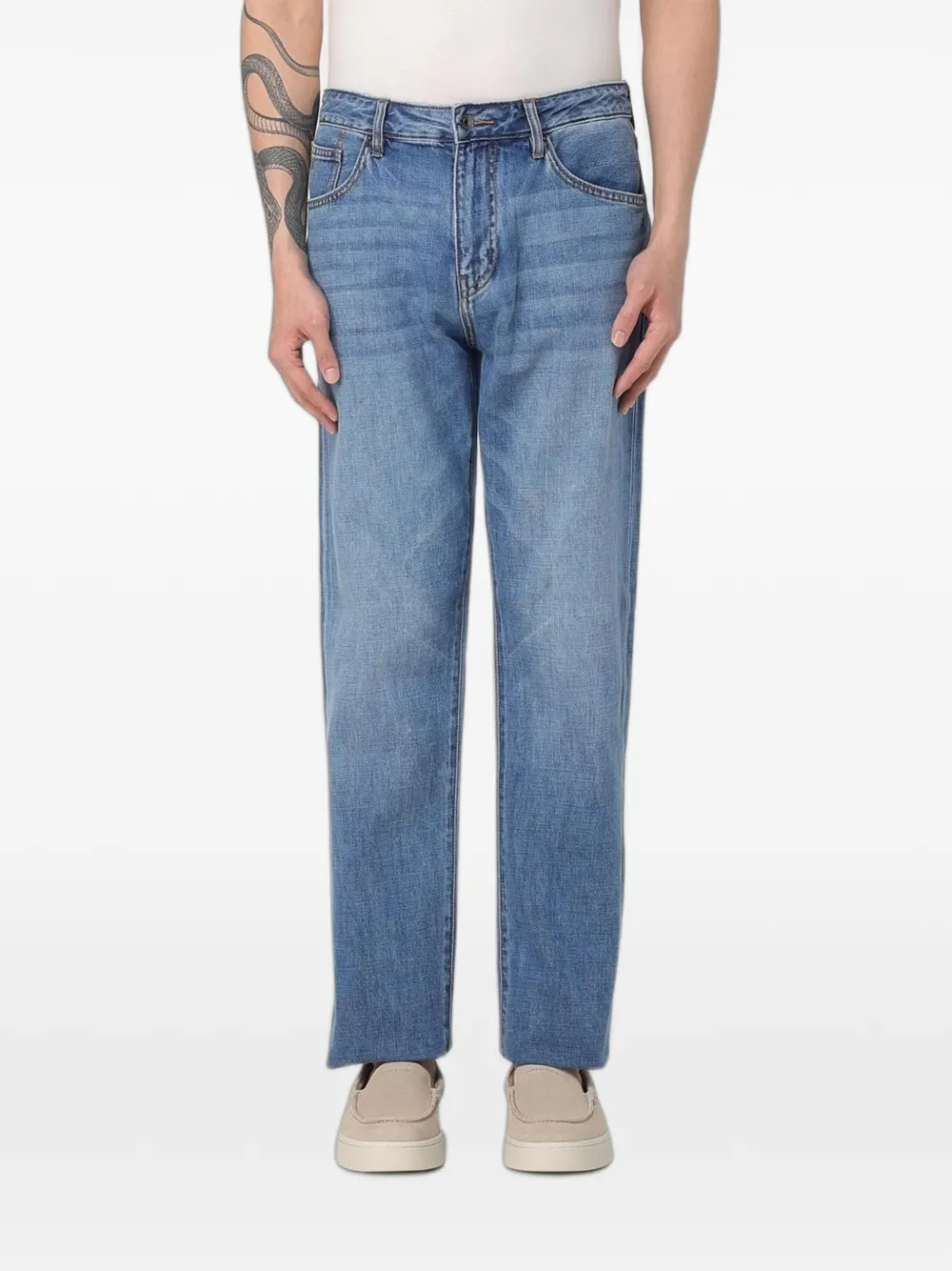Emporio Armani logo-patch jeans - Blu