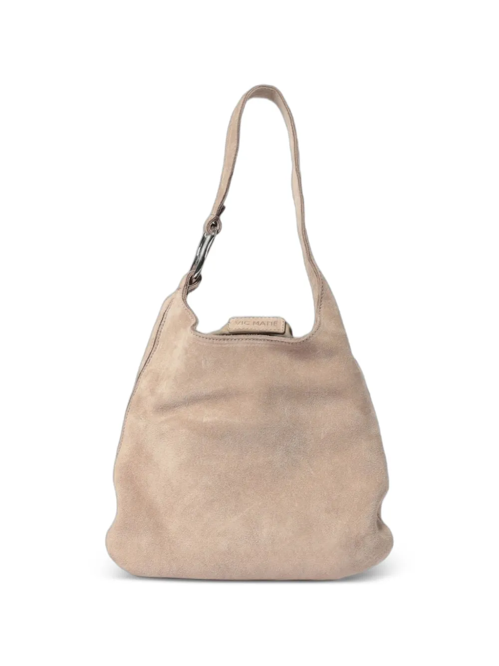 Vic Matie suede logo-patch shoulder bag - Toni neutri