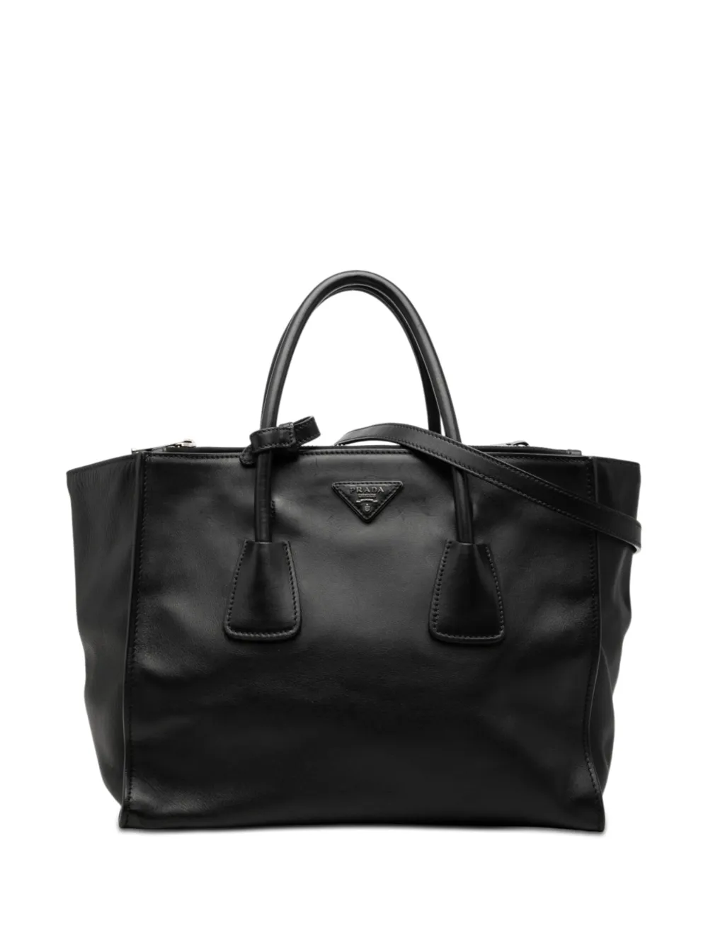 Prada Pre-Owned Borsa a tracolla Glace Calf Twin Pocket Double Handle 2010-2026 - Nero