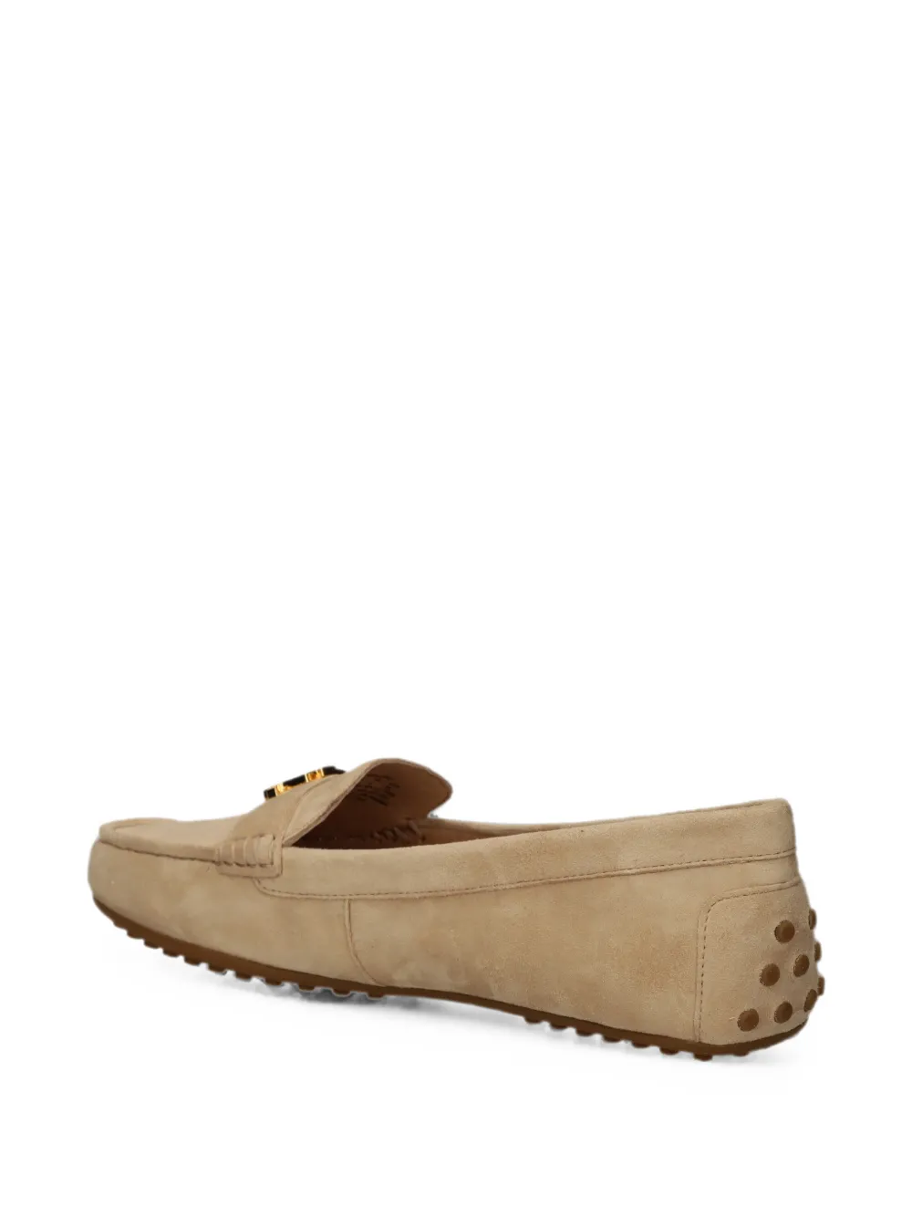Lauren Ralph Lauren Leren loafers met logoplakkaat Beige