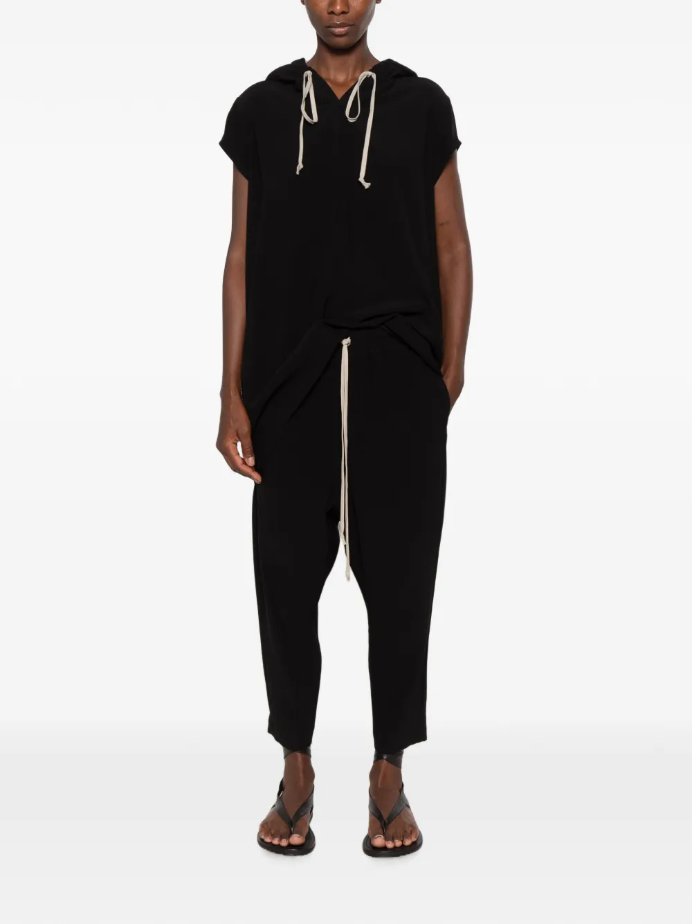 Rick Owens mini-jurk met trekkoordsluiting en capuchon Zwart