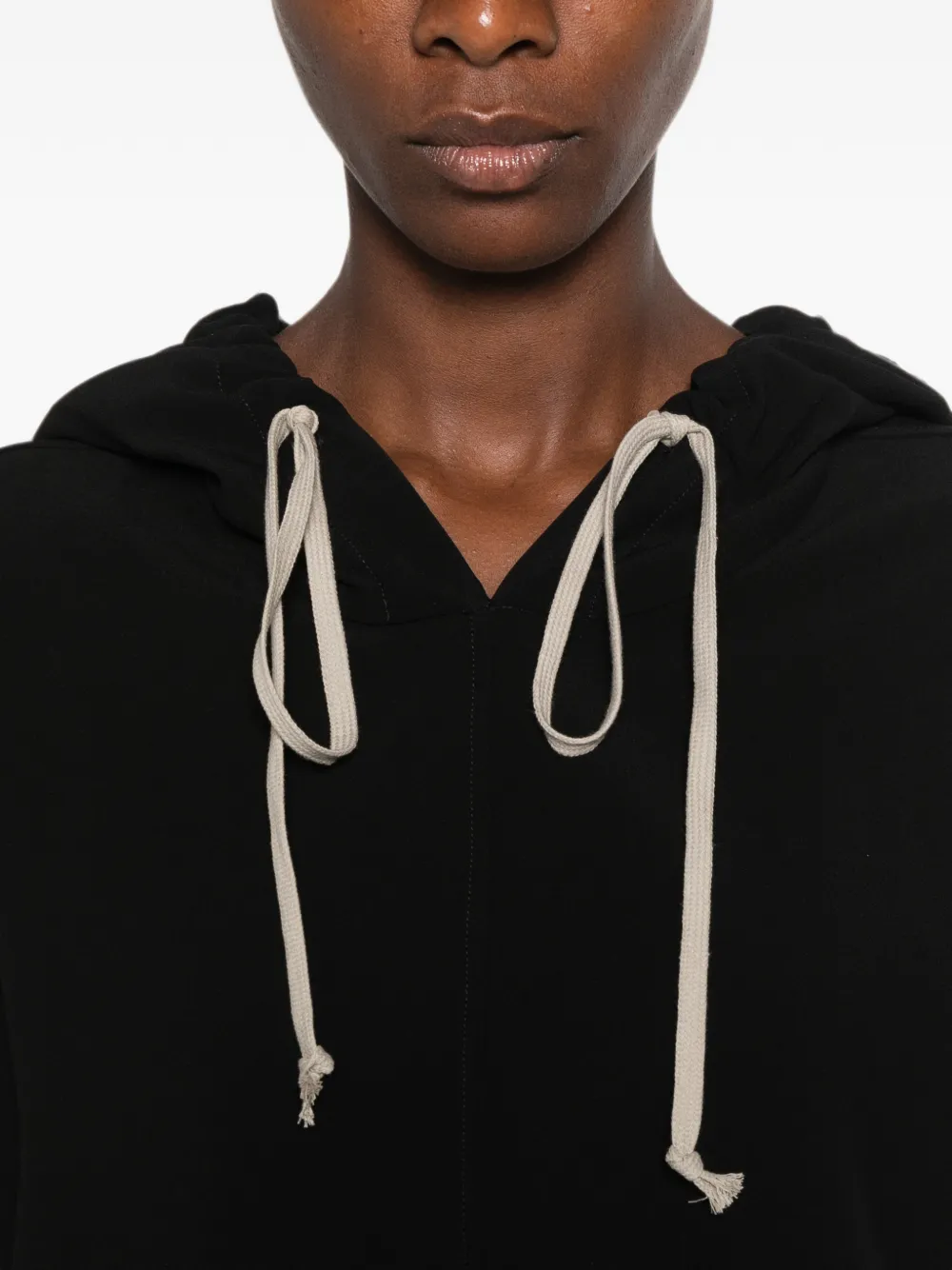 Rick Owens mini-jurk met trekkoordsluiting en capuchon Zwart