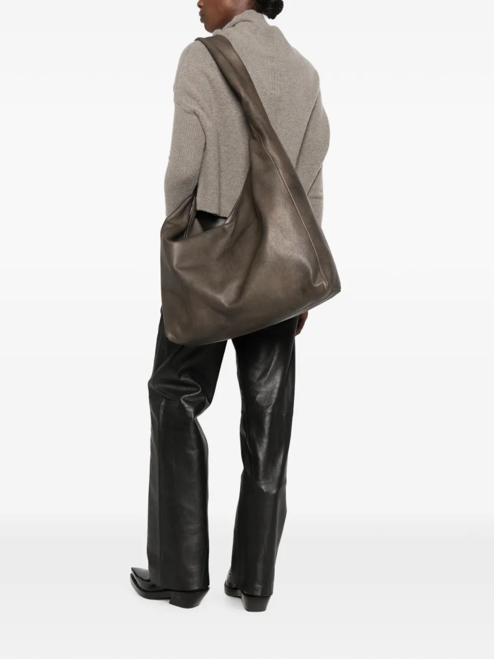 Rick Owens Gemini oversized schoudertas van bewerkt leer Grijs