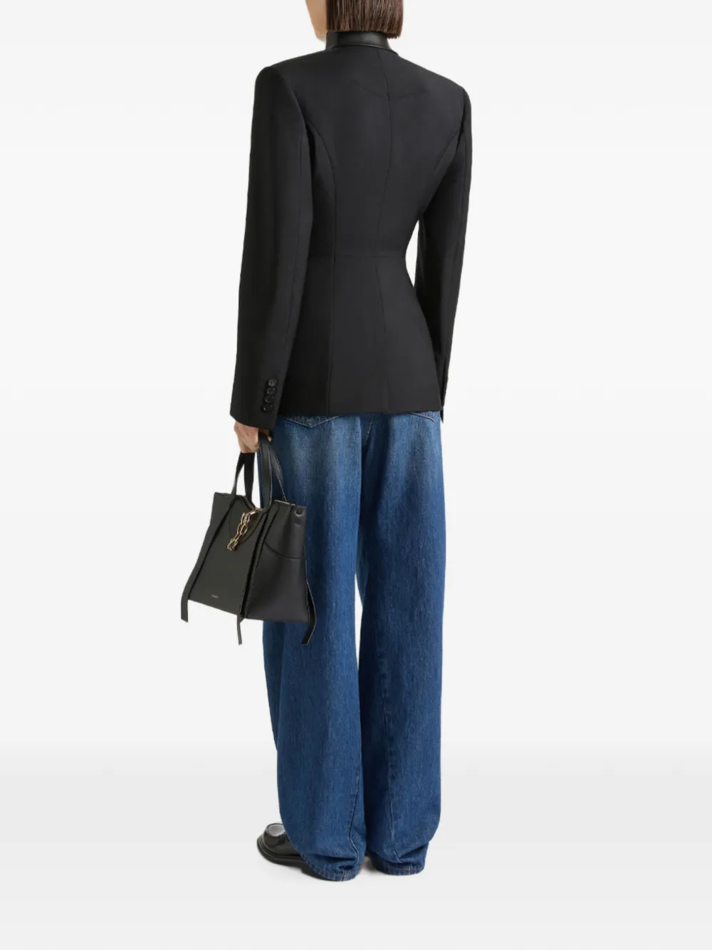 Givenchy Slashed Double-breasted Jacket in Wool and Mohair in Black, view 3