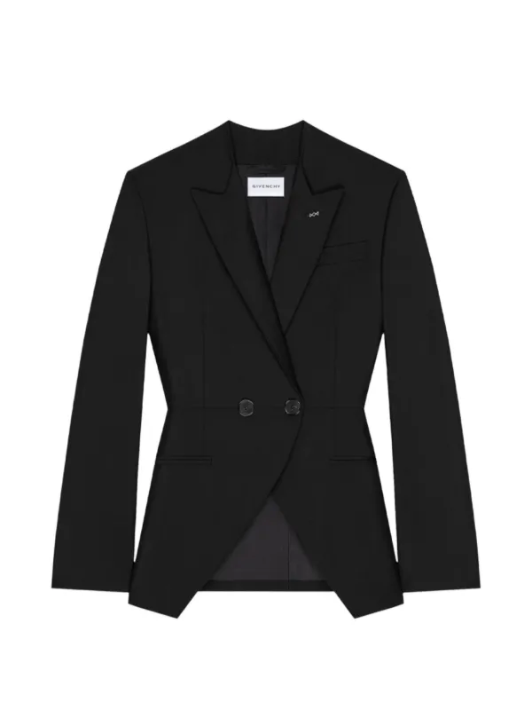 Givenchy Slashed Double-breasted Jacket in Wool and Mohair in Black