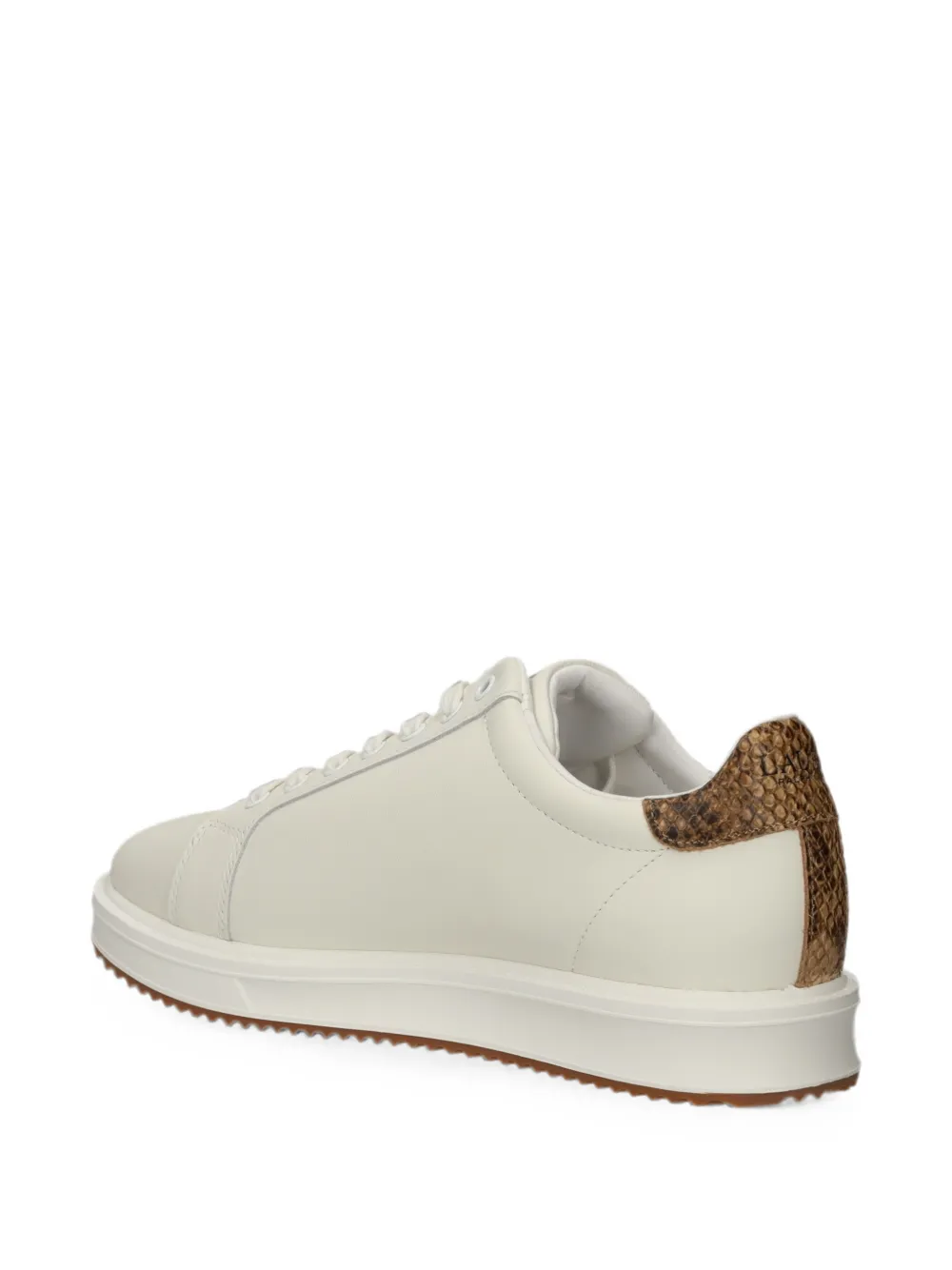 Lauren Ralph Lauren Ainsley snakeskin-effect logo-embroidered sneakers Beige