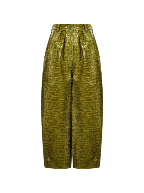 Rowen Rose croc-effect wide-leg trousers