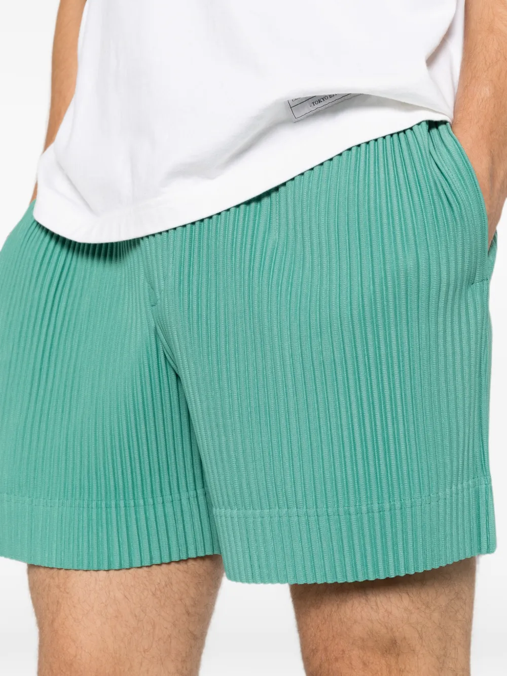 Homme Plissé Issey Miyake Shorts met elastische taille en plooien Groen
