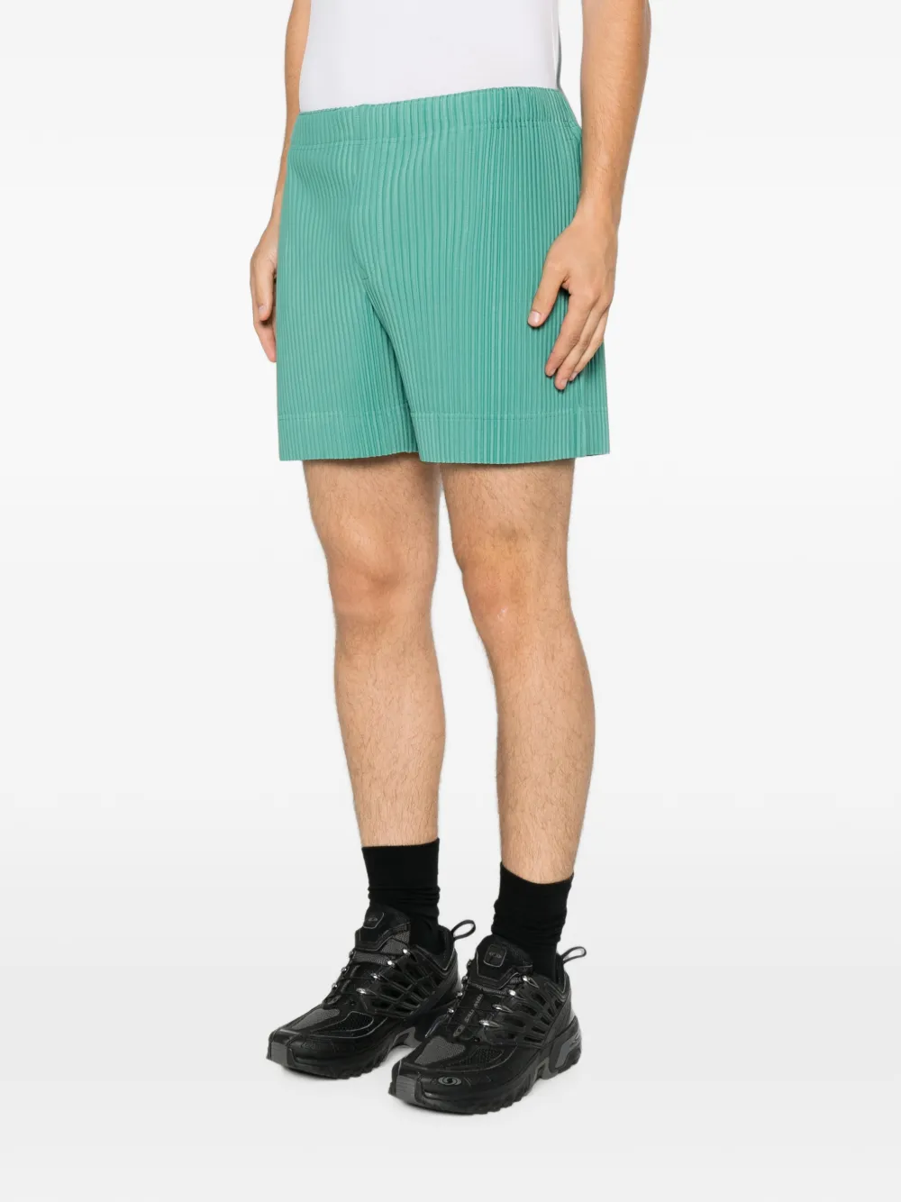 Homme Plissé Issey Miyake Shorts met elastische taille en plooien Groen