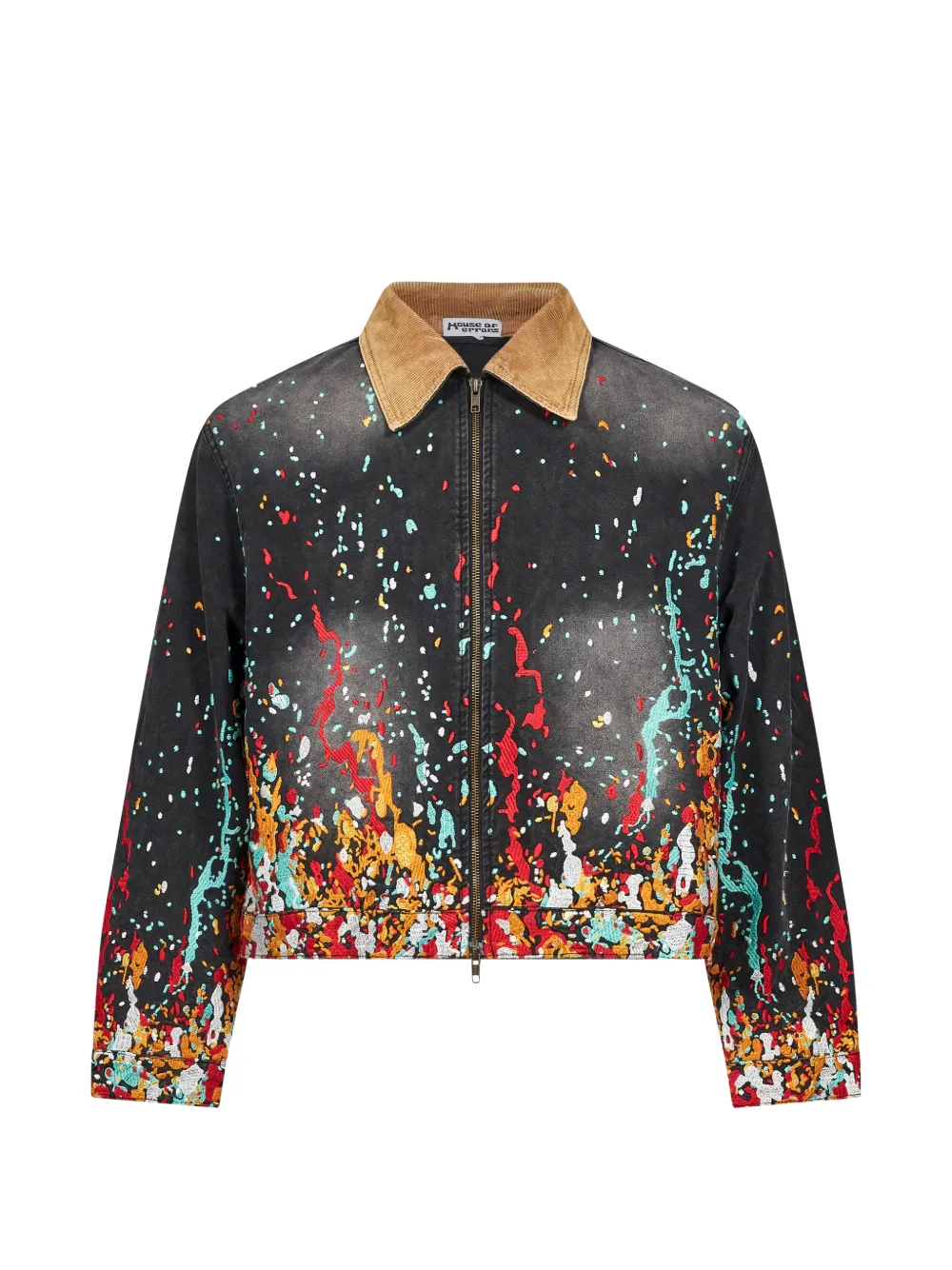 House of errors paint-splatter corduroy-collar jacket - Grigio