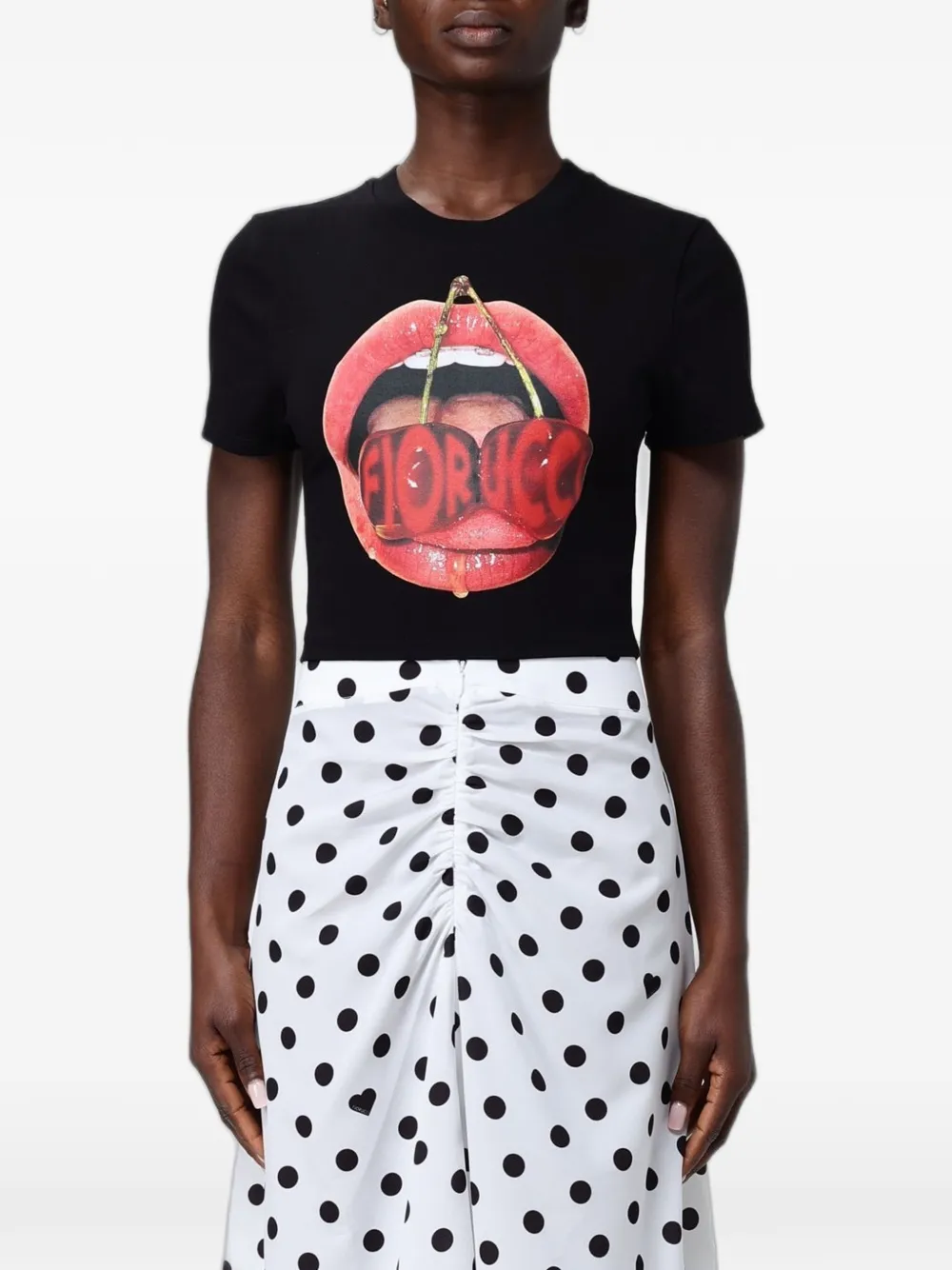 Fiorucci graphic-print cropped T-shirt - Nero