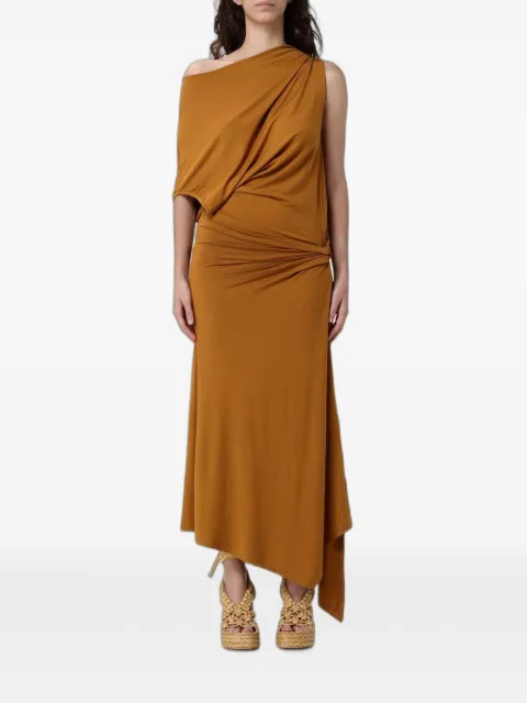 120% Lino draped asymmetric dress