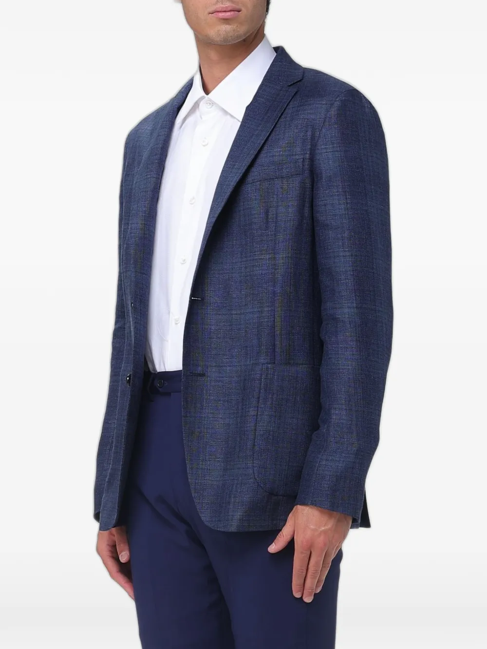 Zegna Geruite blazer met enkele rij knopen Blauw