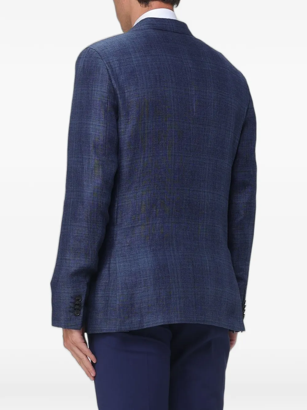 Zegna Geruite blazer met enkele rij knopen Blauw