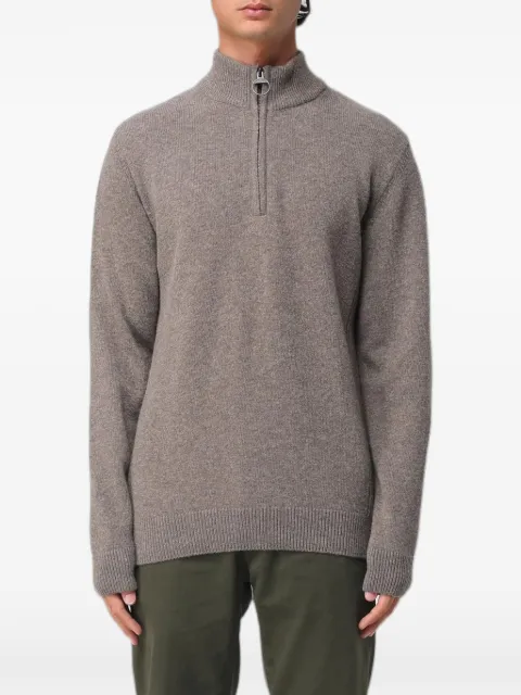 Barbour tartan-patch half-zip sweater