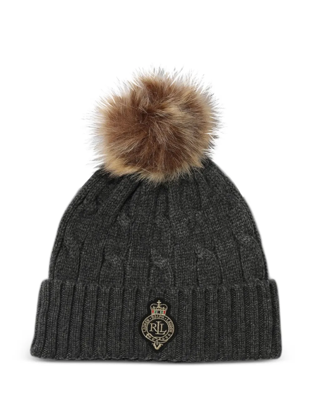 Lauren Ralph Lauren Beanie mit Zopfstrickmuster - Grau