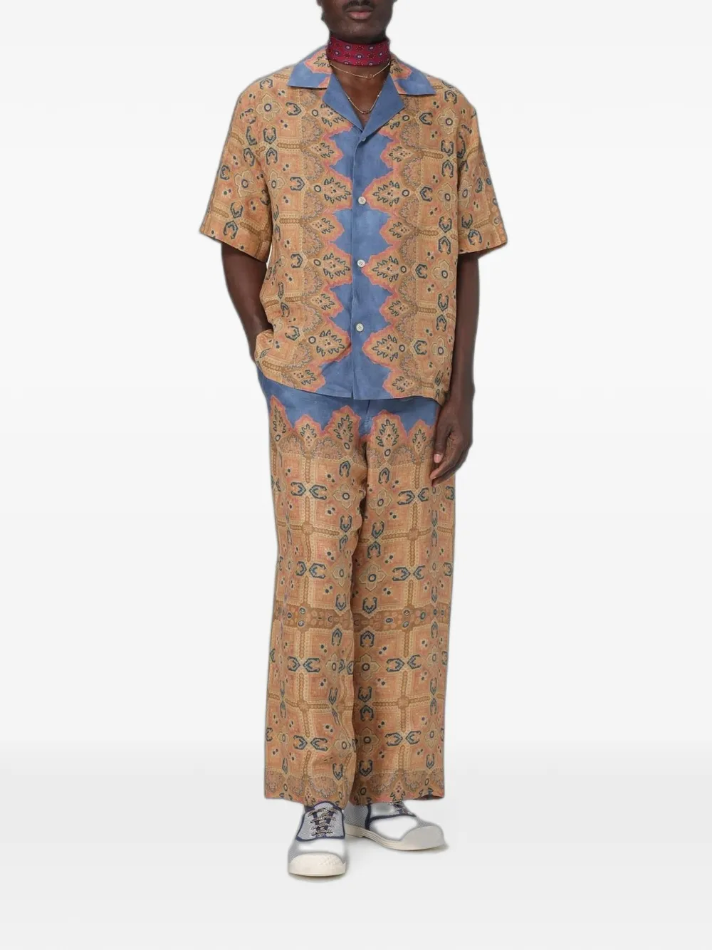Valentino Garavani printed linen trousers - Toni neutri