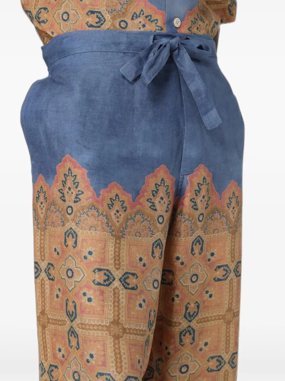 Valentino Garavani Linnen broek met print Beige