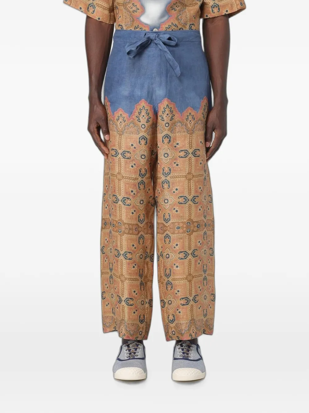 Valentino Garavani Linnen broek met print Beige