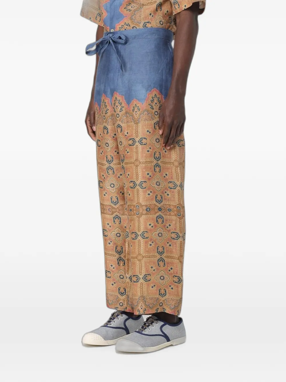Valentino Garavani Linnen broek met print Beige