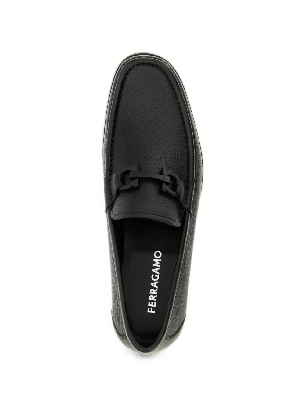 Ferragamo Gancini grained leather loafers Zwart