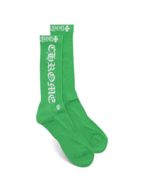Chrome Hearts logo-intarsia ribbed-knit socks