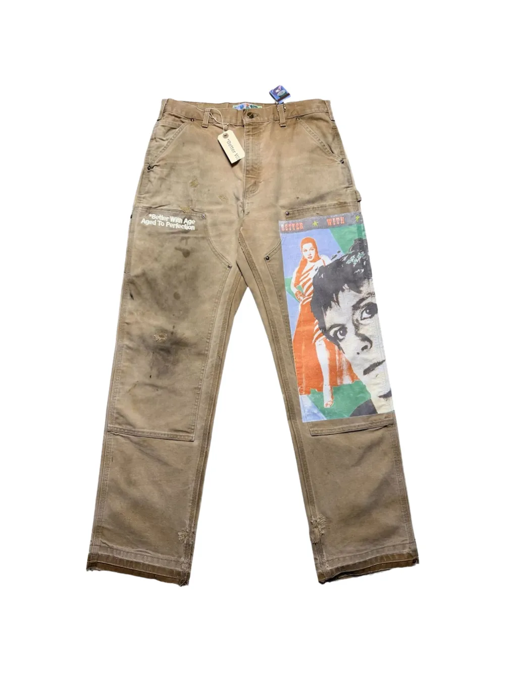 Better With Age Print-detail Belt-loop Trousers In Neutral