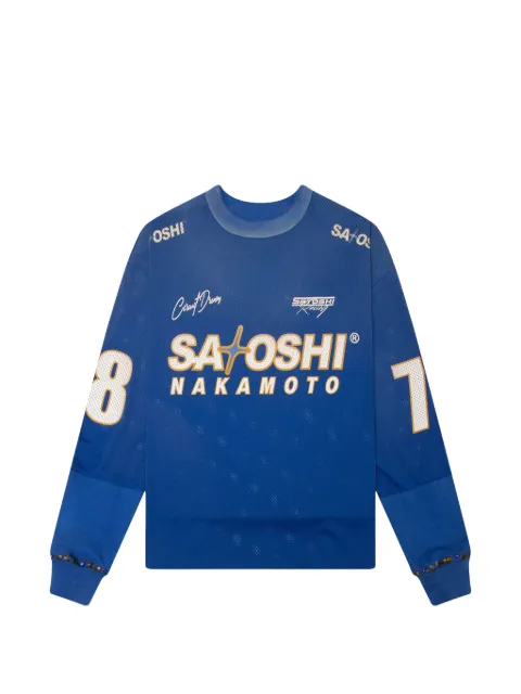 SATOSHI NAKAMOTO crystal-embellished mesh sweater