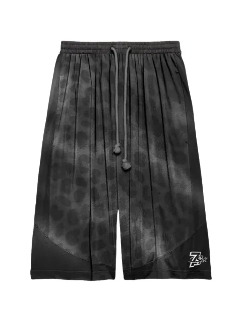 Triple Sevens leopard-print drawstring shorts