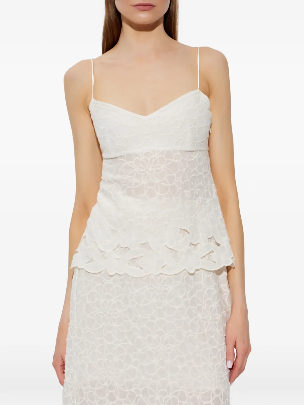 ISABEL MARANT Romeka tanktop met geborduurde bloemen Wit