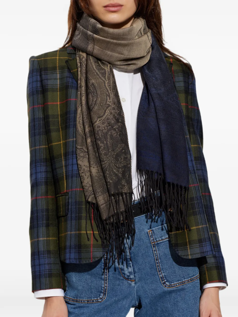 ETRO Sjaal met paisley jacquard Blauw