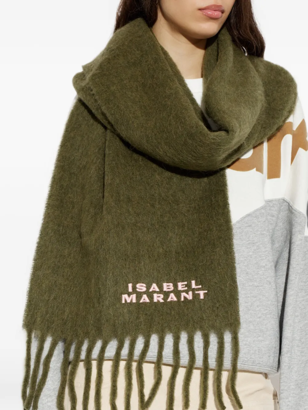 ISABEL MARANT Sciarpa Firny con logo - Verde