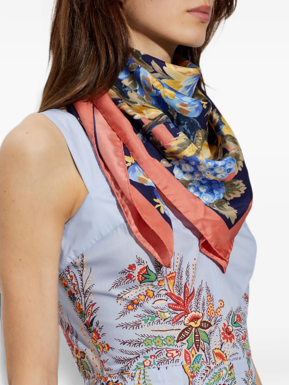 ETRO Sjaal met bloemenprint Blauw