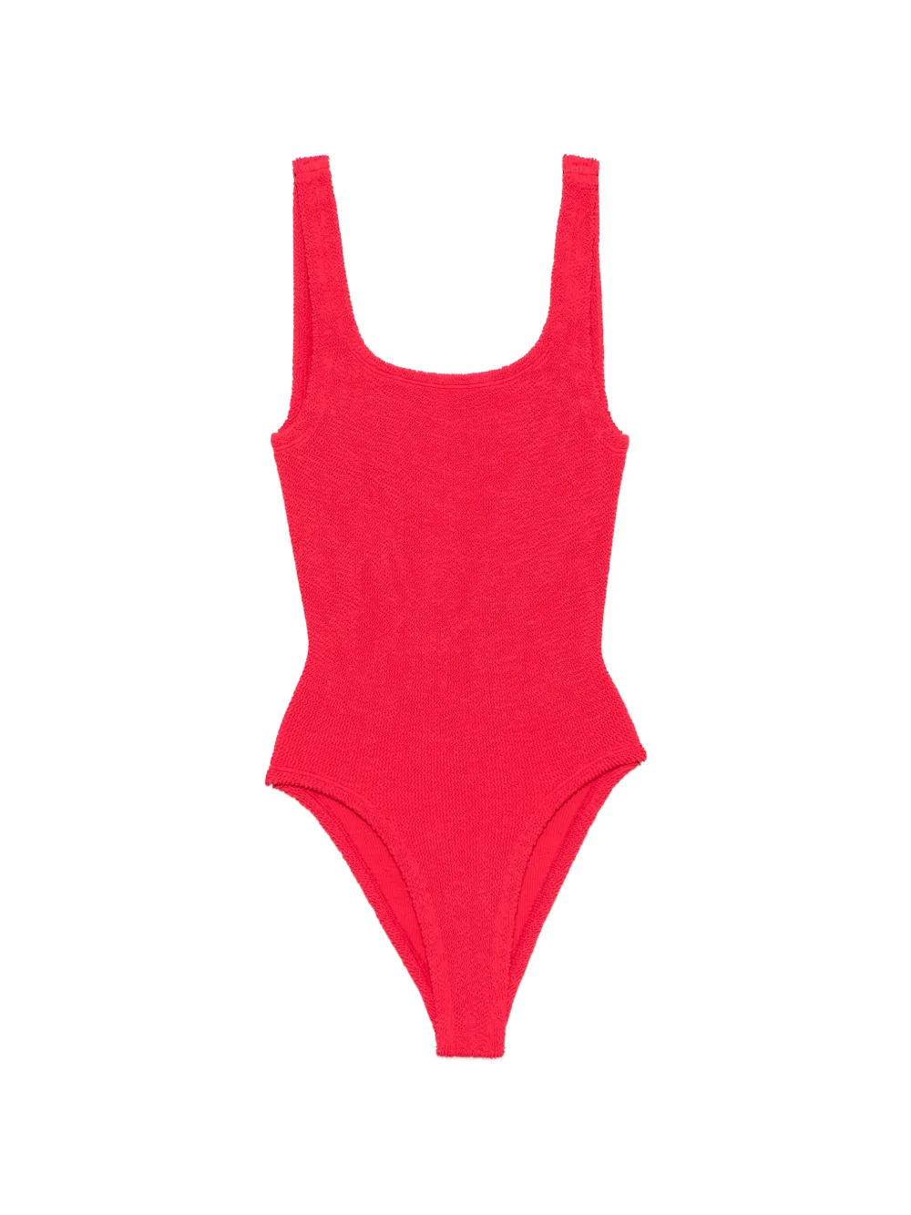 Hunza G Coverage crinkle-effect square-neck swimsuit - Rosso