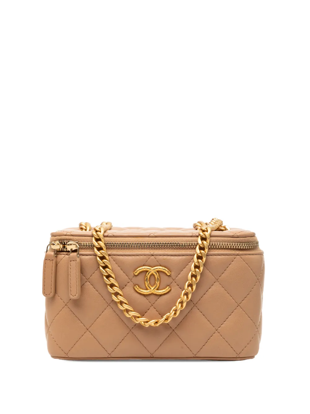 CHANEL Pre-Owned Trousse make up Pillow Crush Case in pelle di agnello trapuntata con catena 2021-2026 - Marrone