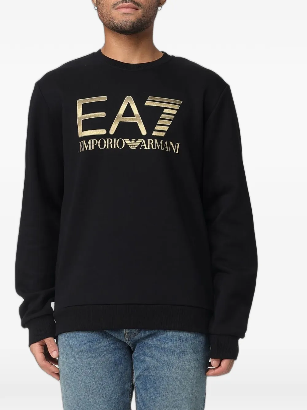 Ea7 Emporio Armani logo-print cotton sweatshirt - Schwarz