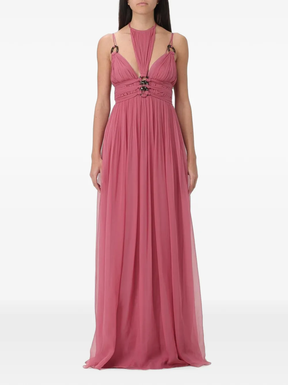 Alberta Ferretti pleated ring-detail dress - Pink