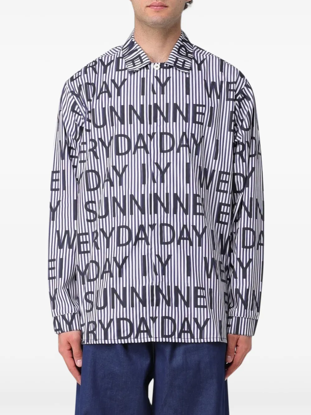 Sunnei striped logo-print shirt - Bianco