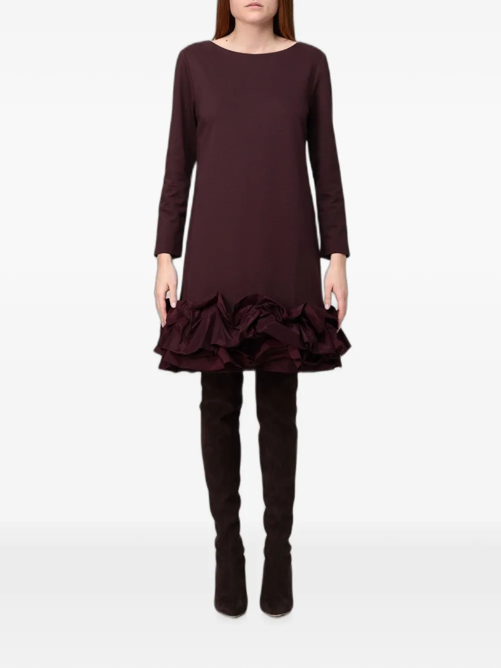 MeimeiJ ruffled-trim long-sleeve mini dress - Rosso