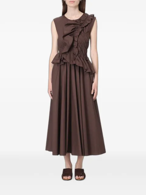 MeimeiJ ruffled shirred-bodice midi dress
