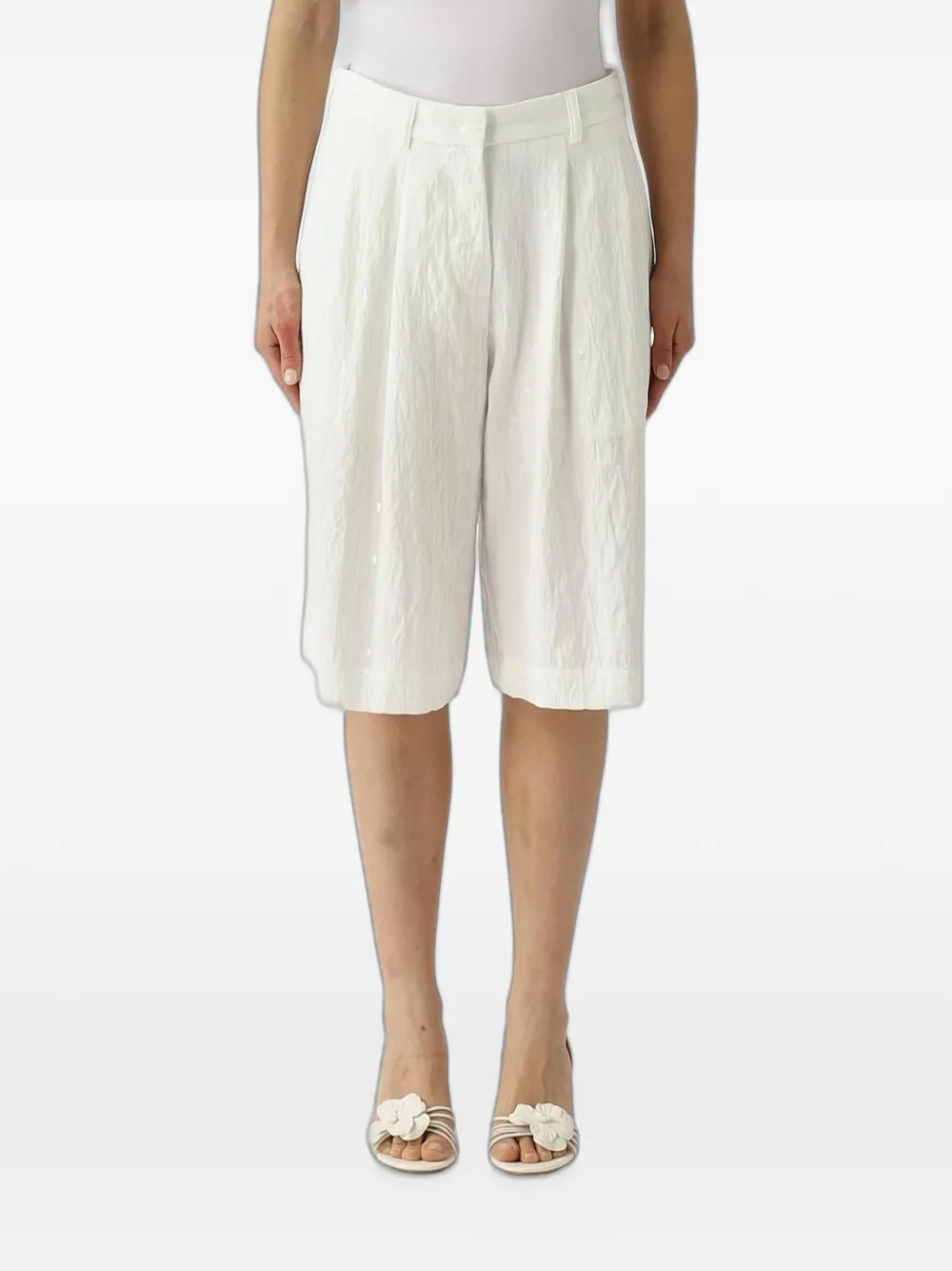 MeimeiJ pleated crinkled-effect shorts - White