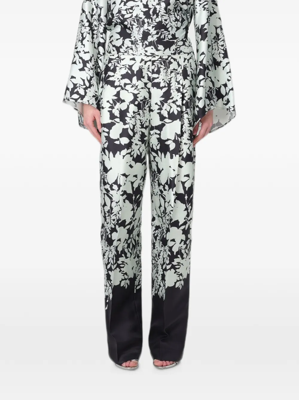 Agnona floral-print trousers - Nero