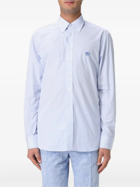 ETRO striped embroidered-logo cotton shirt