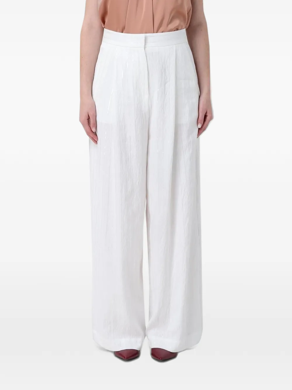 MeimeiJ sequin-embellished wide-leg trousers - White