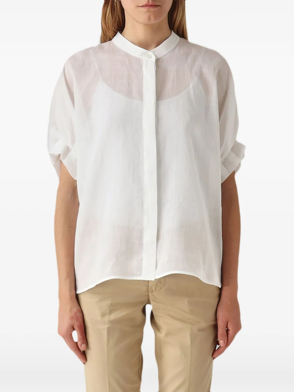 MeimeiJ pleated-detail kimono sleeve shirt - Weiß