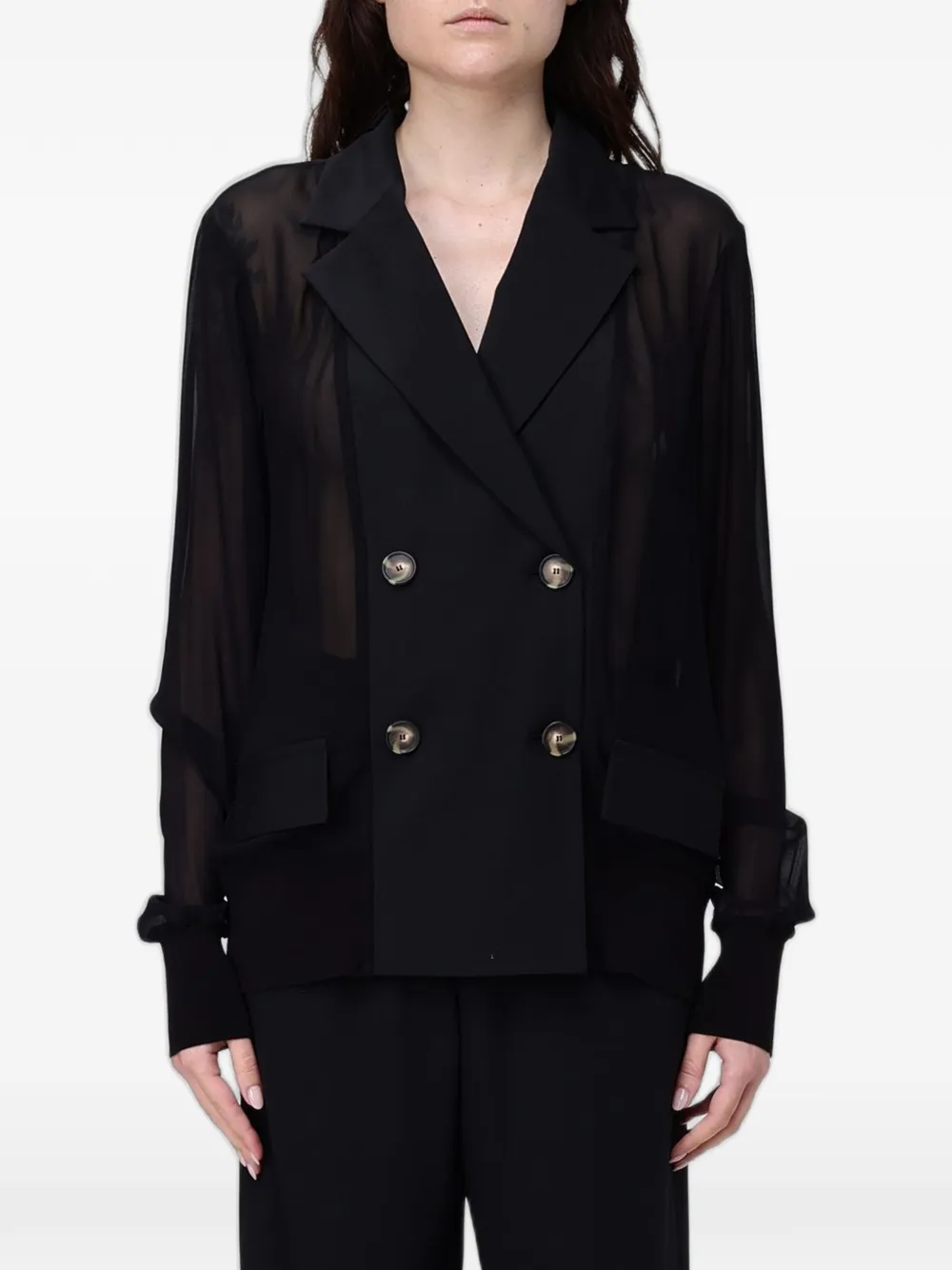 MeimeiJ double-breasted sheer jacket - Nero