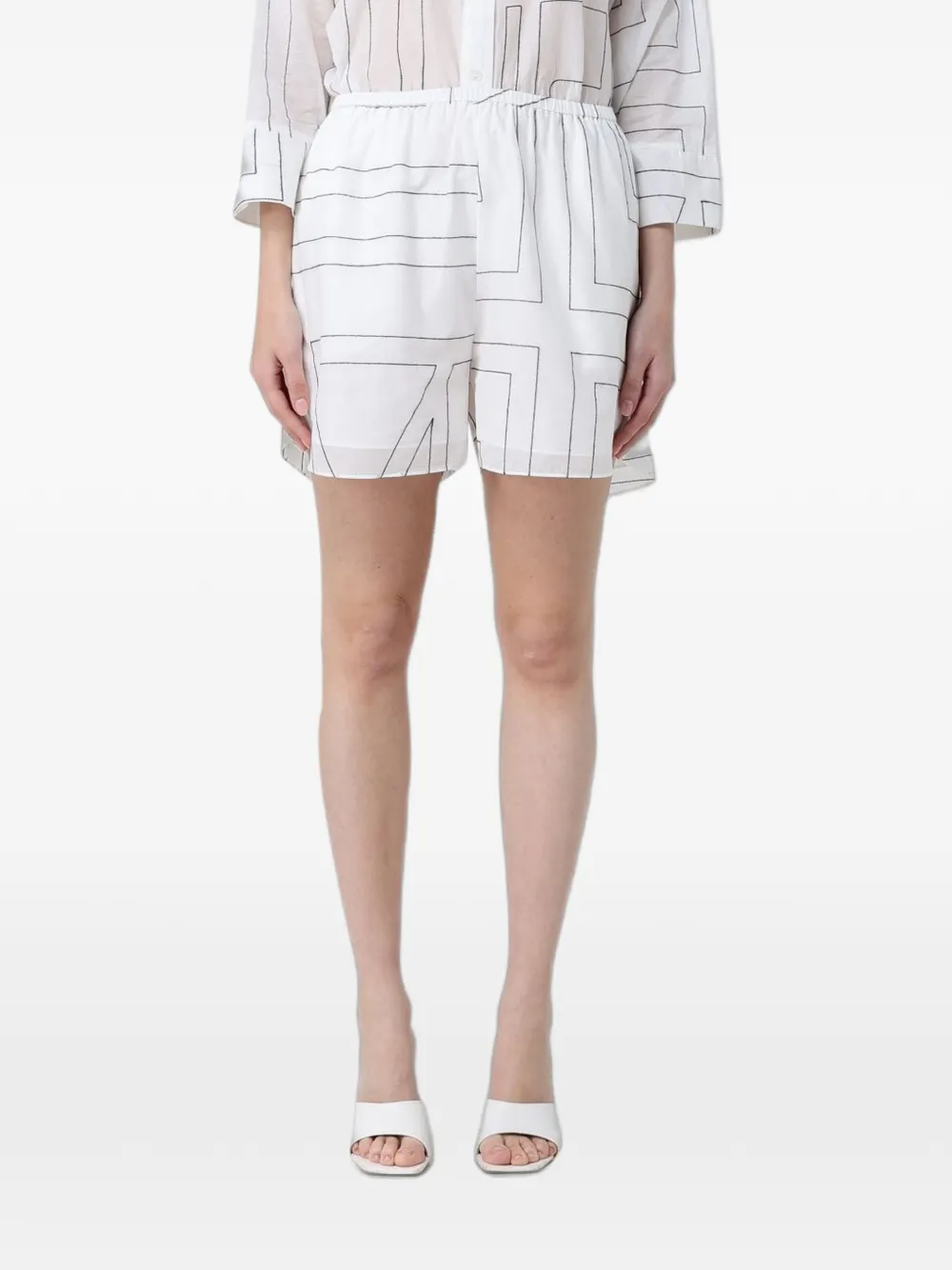 MeimeiJ logo-print cotton shorts - Bianco